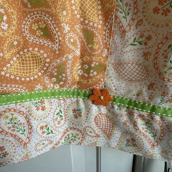 Custom Handmade Orange Paisley Cotton‎ Skirt Womens Small Medium Mixed Pattern - Picture 3 of 7